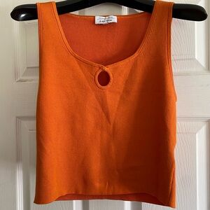& Other Stories Orange Sleeveless Keyhole Top